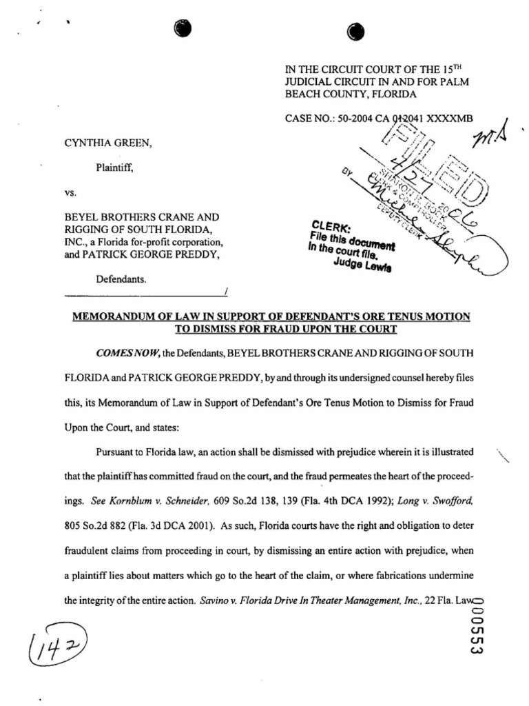Fraud Upon Court Motion to Dismiss Prejudice (Legal Term) Lawsuit Fraud Upon Court Motion to Dismiss Prejudice (Legal Term) Lawsuit
