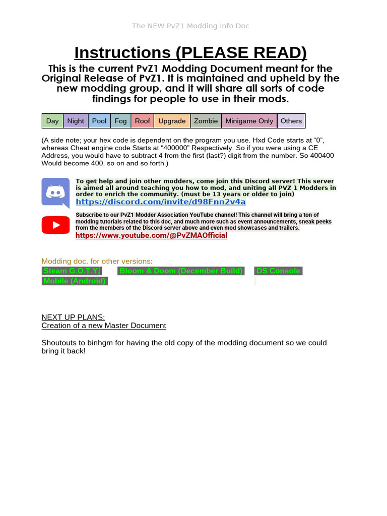 PvZ1 Modding Guide and Resources | PDF