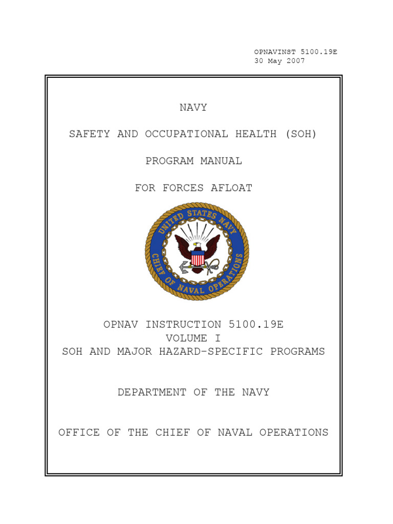Navy SOH Program Manual for Afloat Forces | PDF | Occupational Hygiene ...