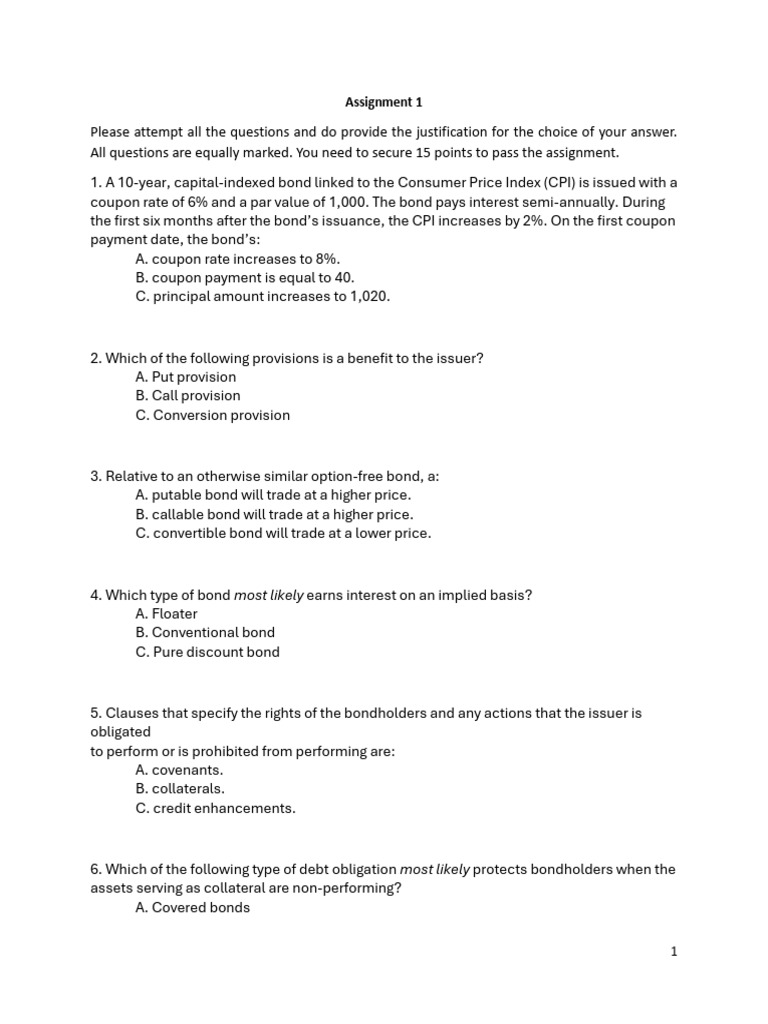 Bond Assignment Questions and Answers | PDF | Bonds (Finance ...