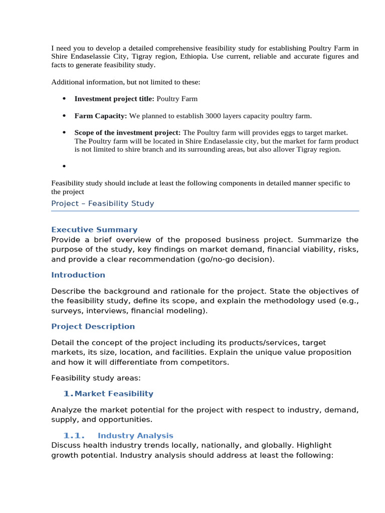 Feasibility Study for Poultry Farm in Tigray | PDF | Business Economics ...