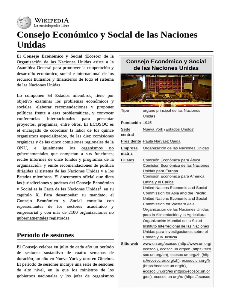 Consejo Económico y Social de Las Naciones Unidas | PDF | Naciones ...