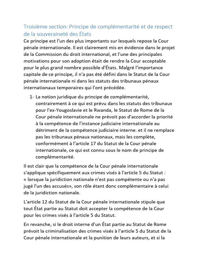 Principe de complémentarité et souveraineté | PDF