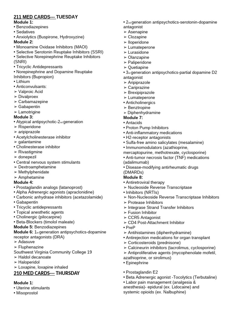 Comprehensive Medication Overview | PDF | Drugs Acting On The Nervous ...