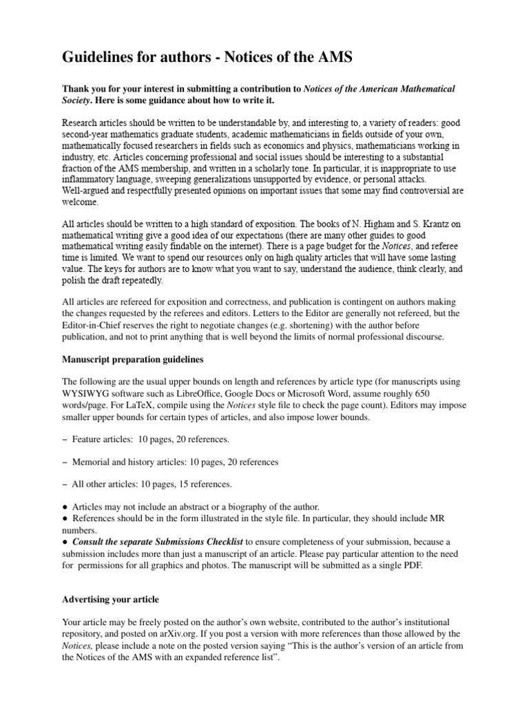 AMS Notices Author Submission Guidelines | PDF | Computer Graphics ...