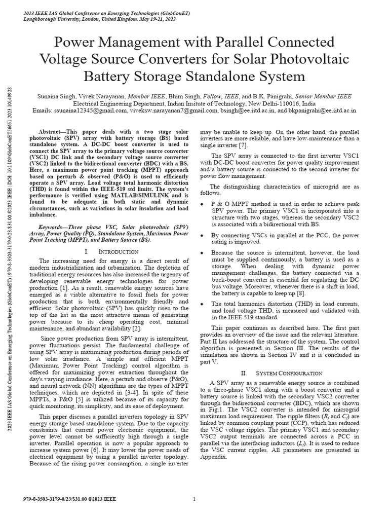 Solar PV Battery Storage Power Management | PDF | Power Inverter ...