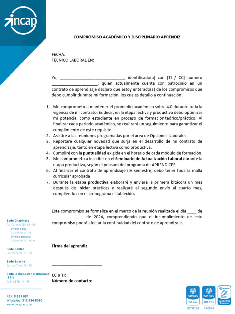 Compromisos del Aprendiz en Formación | PDF