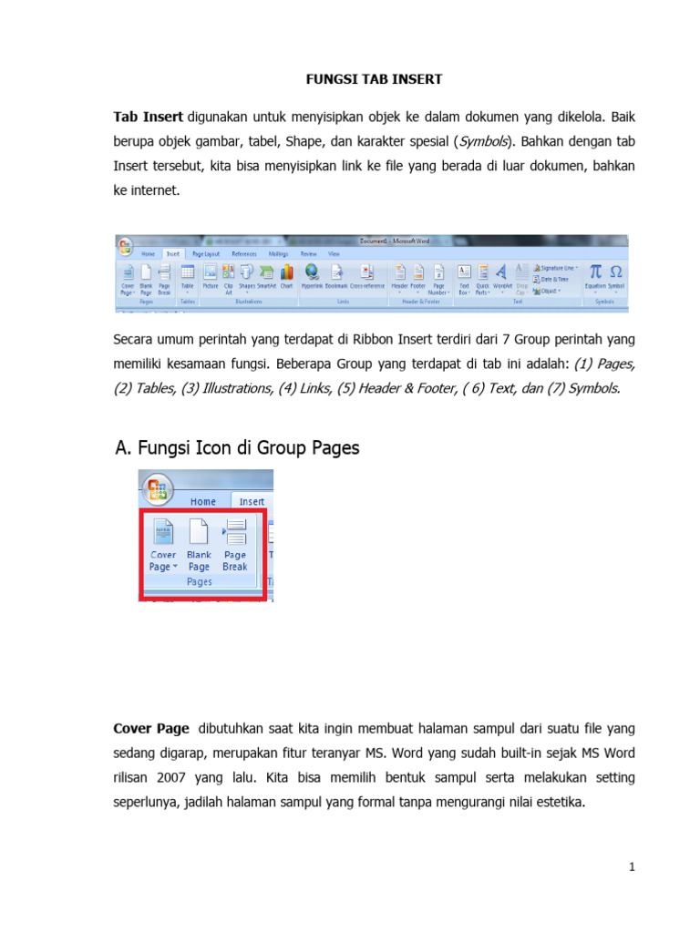 Fungsi Tab Insert di MS Word | PDF
