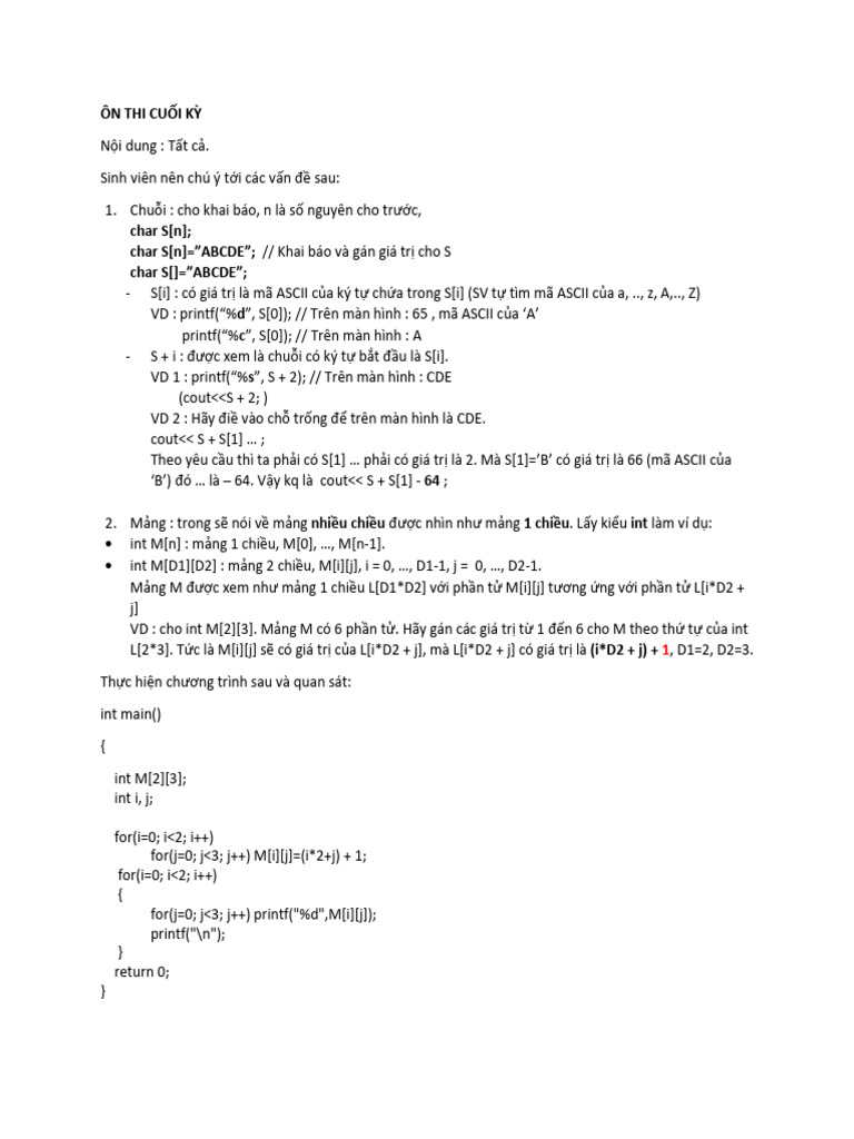 On Thi Cuoi Ky | PDF