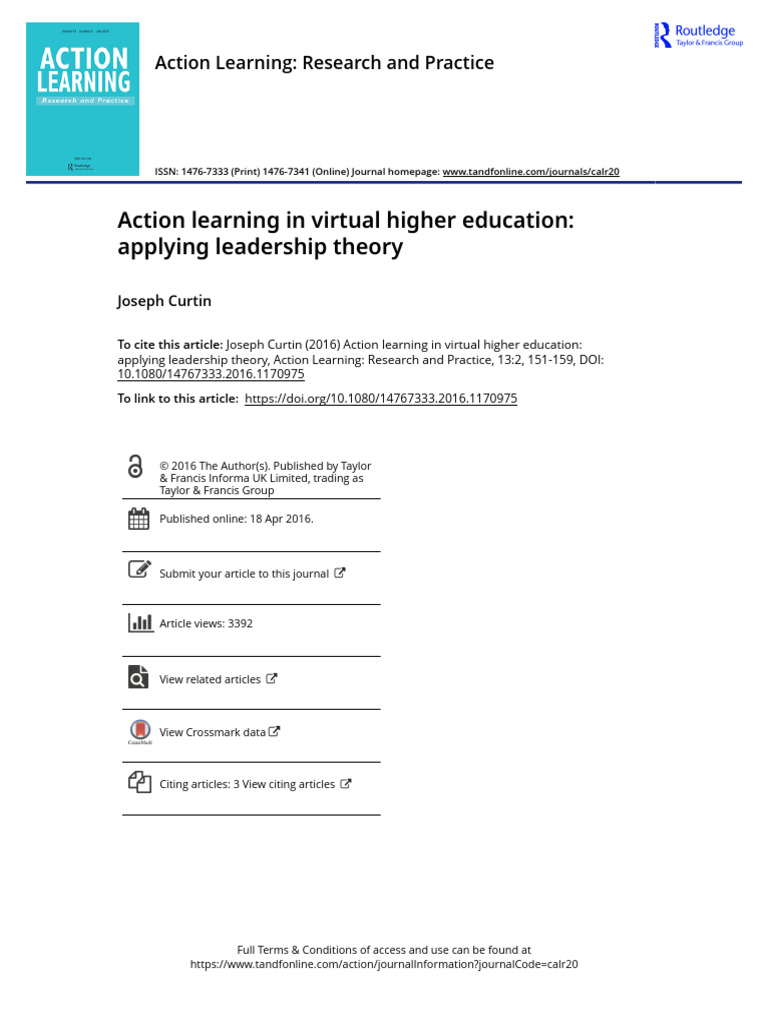 CURTIN Action learning in virtual higher education applying leadership ...