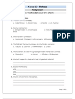 Class IX - Biology: Assignment