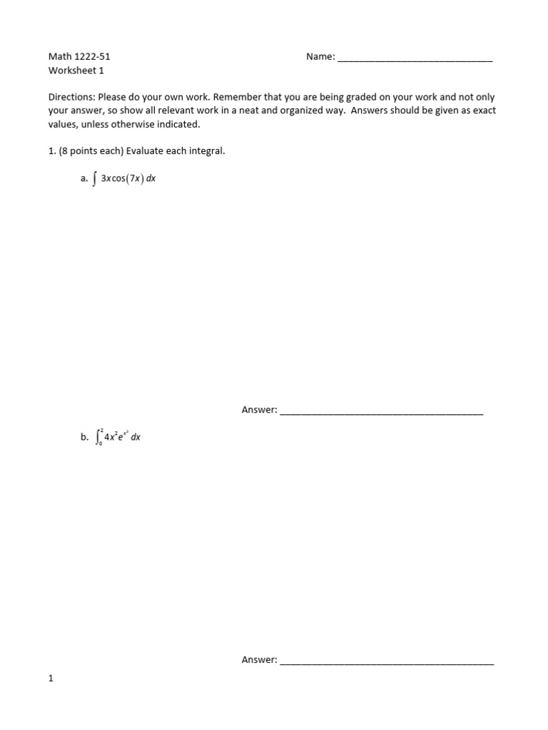 Worksheet1 (5.5 and 7.1) | PDF