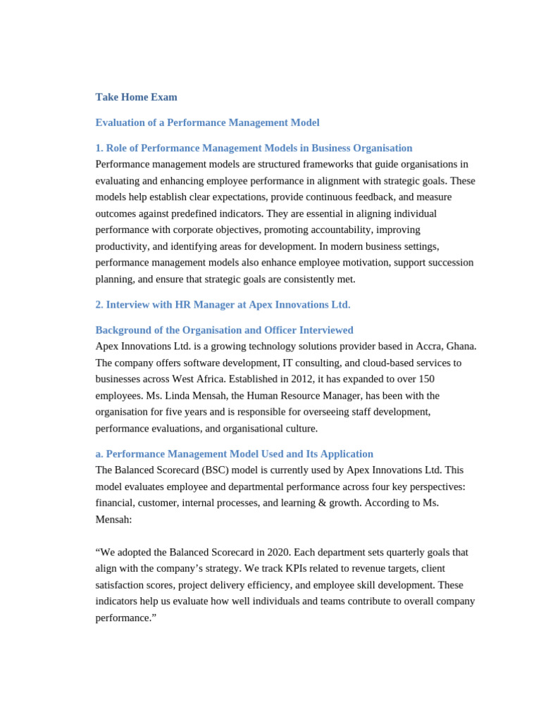 Performance Management Model Insights | PDF | Performance Indicator | Goal