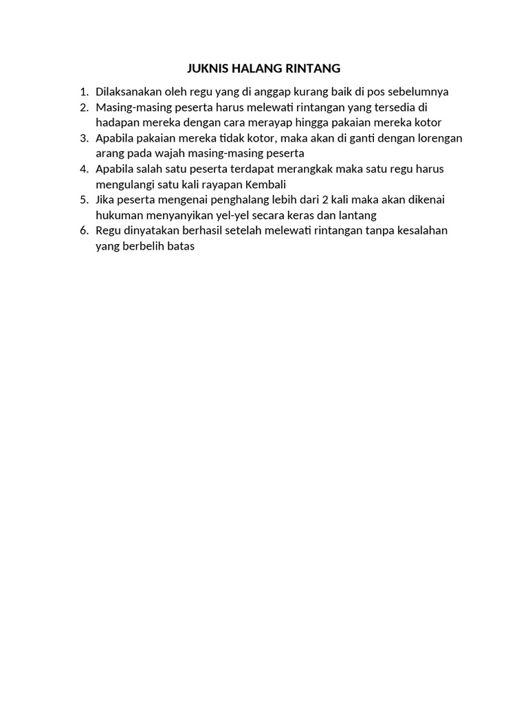 Juknis Halang Rintang untuk Regu | PDF