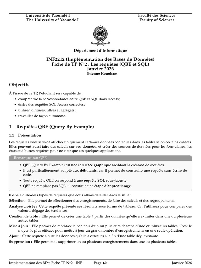 Requêtes QBE et SQL dans Access | PDF | Microsoft Access | SQL