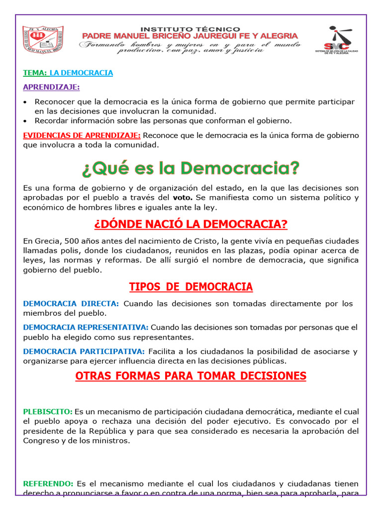 Tipos y Funciones de la Democracia | PDF | Democracia | Ideologías ...