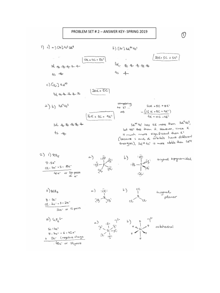 CHM3610_Spring2019_Answer KEY PS # 2-1 | PDF | Ion | Ionic Bonding