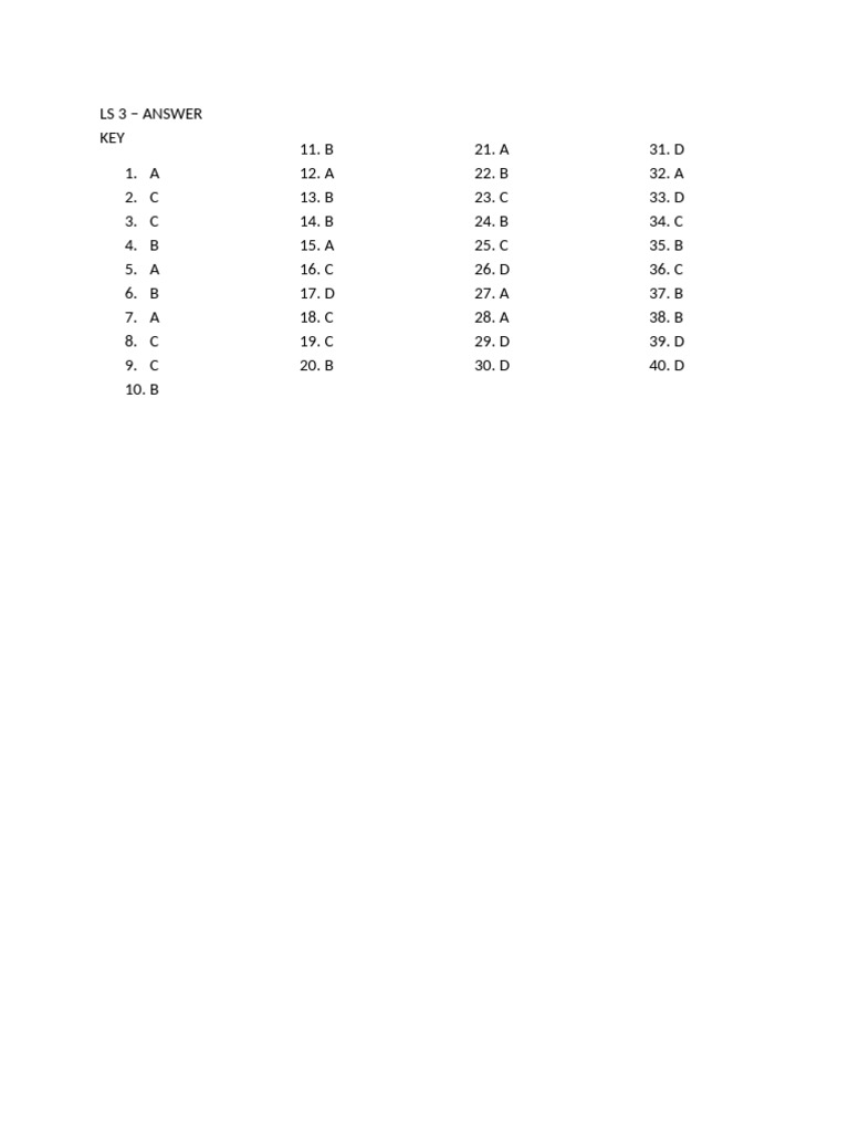LS 3 Answer Key Overview | PDF