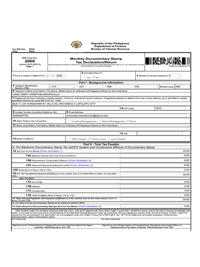 BIR Tax Payment Confirmation Notice | PDF | Payments | Taxes
