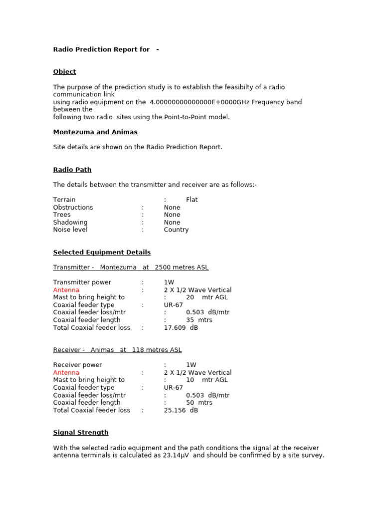 4GHz Radio Link Prediction Report | PDF | Radio | Decibel
