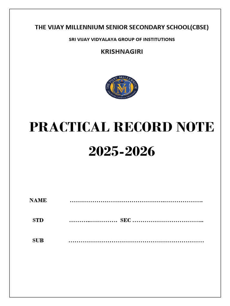 Vijay Millennium School Practical Record 2025 | PDF