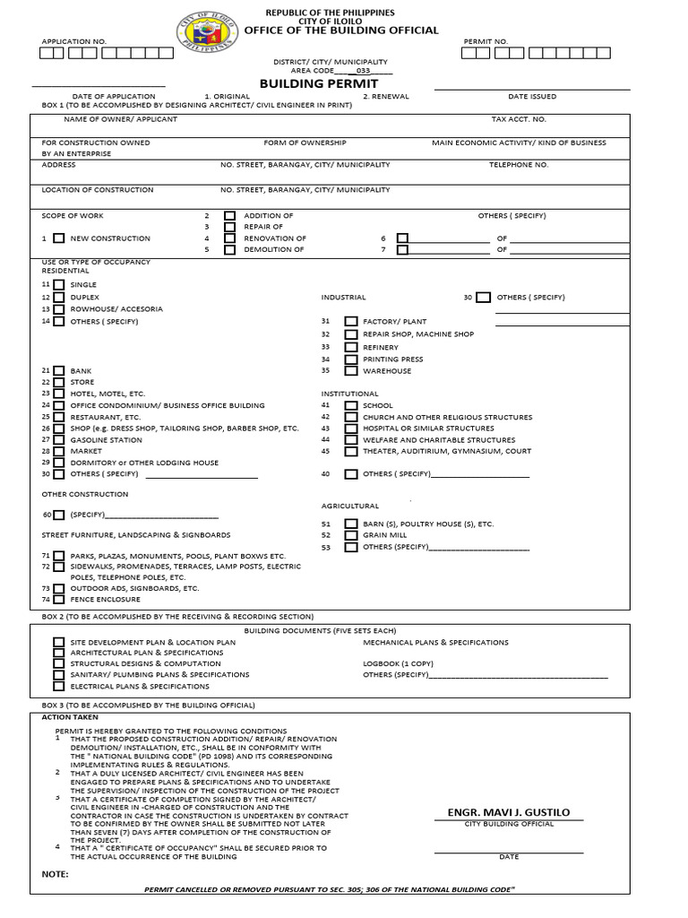 Building Permit Application Form | PDF | Architect | Building