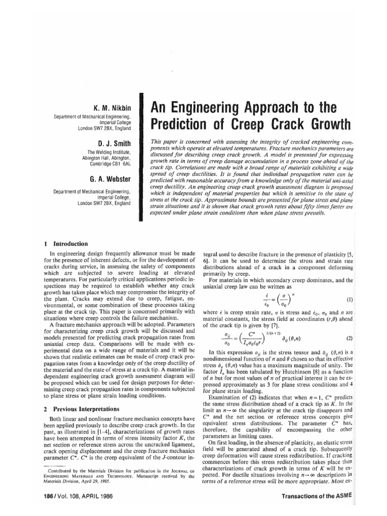 8-1986-An Engineering Approach To The Prediction of Creep Crack Growth ...