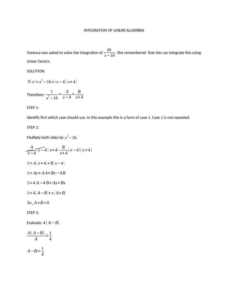 Linear Algebra Integration Steps | PDF