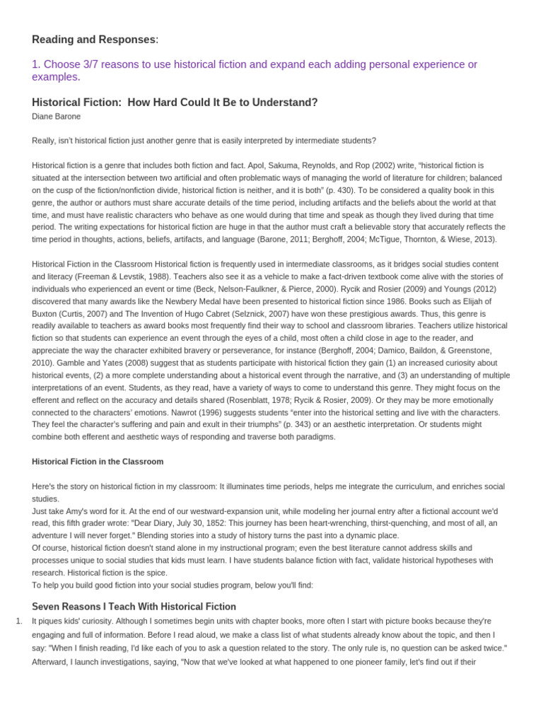 Benefits of Historical Fiction in Education | PDF | Books | Primary Sources