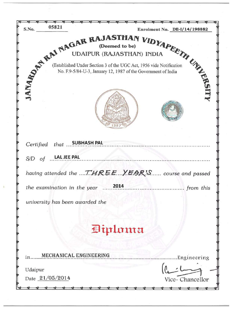 Subhash Pal - Diploma | PDF