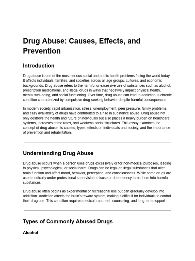 Understanding Drug Abuse: Causes & Effects | PDF | Substance Abuse ...