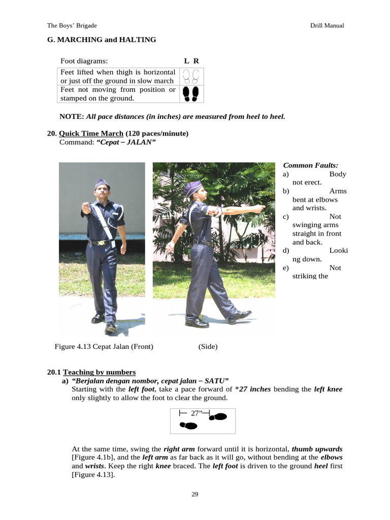 Boys' Brigade Drill Manual: Marching Techniques | PDF | Foot | Lower ...