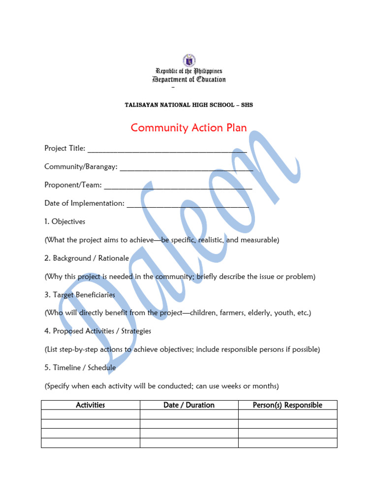 Community Action Plan | PDF