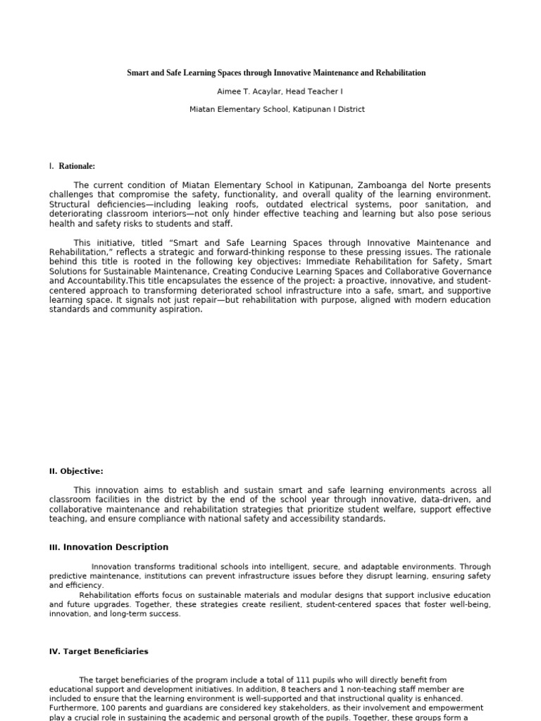 Smart Learning Spaces Initiative | PDF | Innovation | Safety
