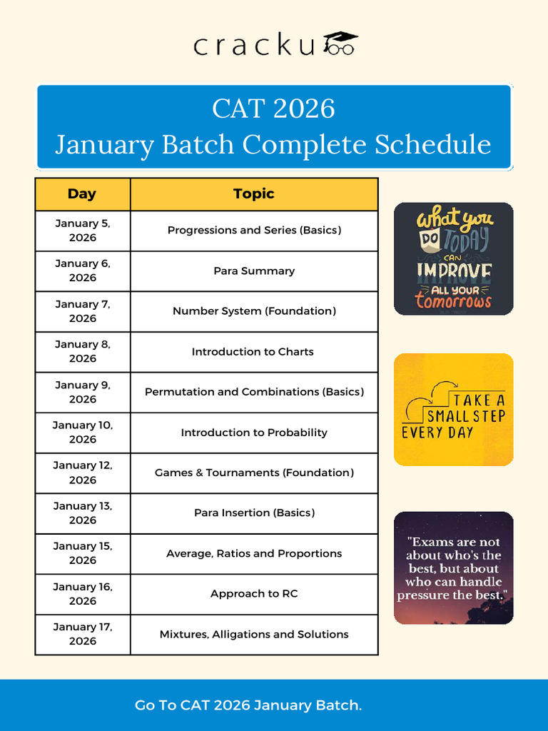 CAT 2026 January Batch Schedule | PDF | Quadratic Equation | Mathematics