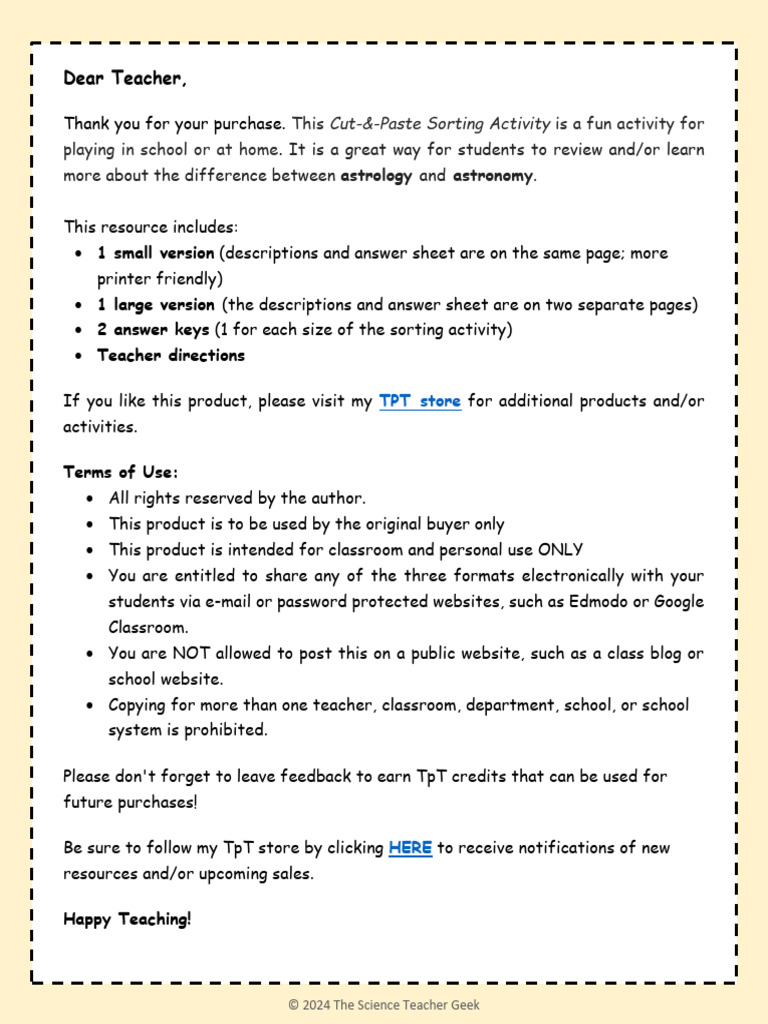 Read First - Teacher Directions (the Science Teacher Geek) | PDF ...