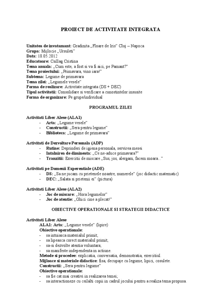 Proiect Didactic