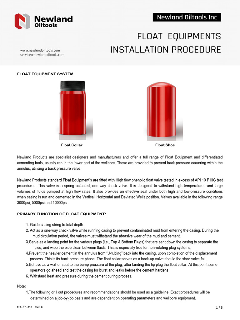 Float Equipment Installation Guide | PDF | Casing (Borehole) | Valve