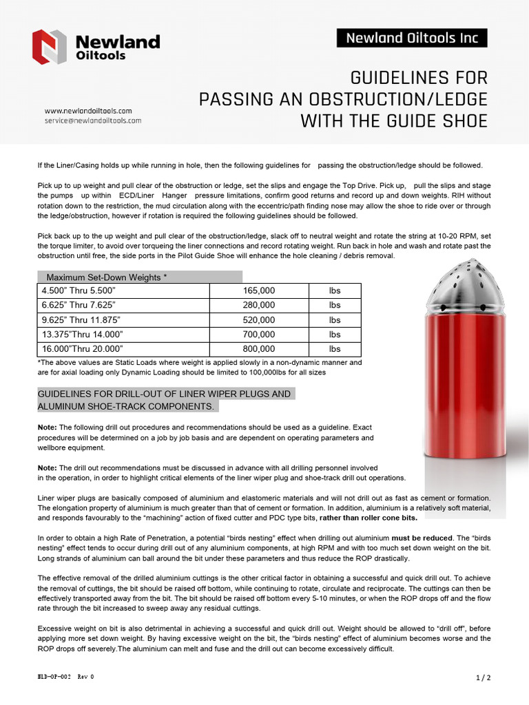 Liner Drill-Out and Obstruction Guidelines | PDF | Casing (Borehole ...