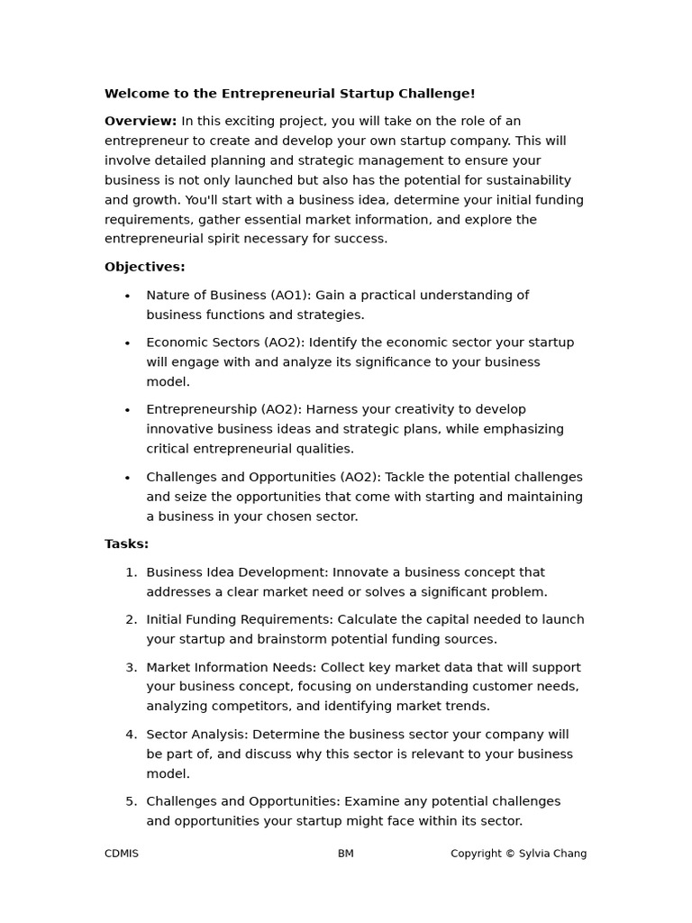 Entrepreneurial Startup Challenge Guide | PDF | Entrepreneurship ...