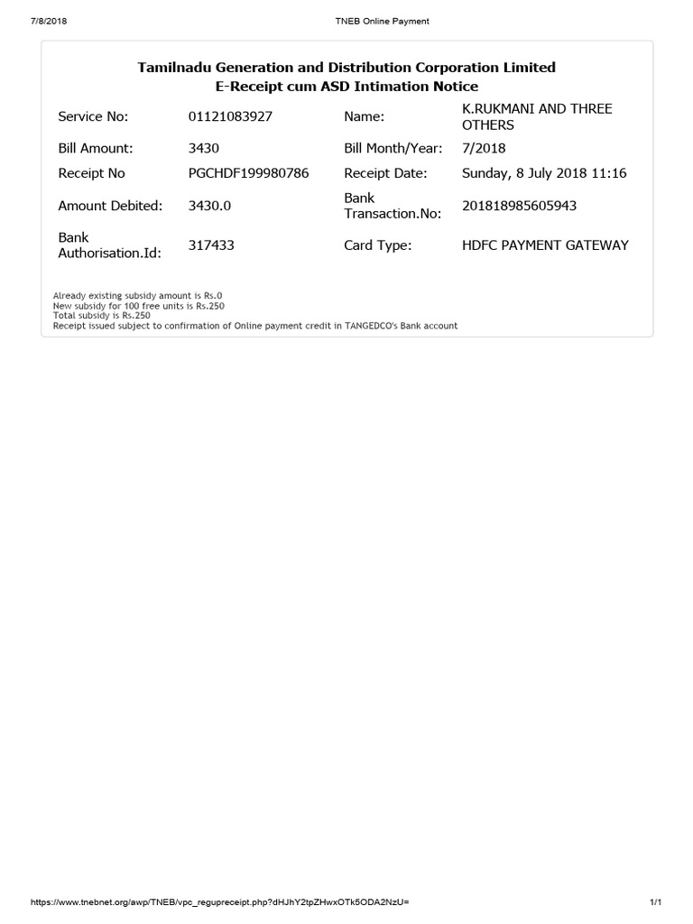 TNEB Online Payment | PDF