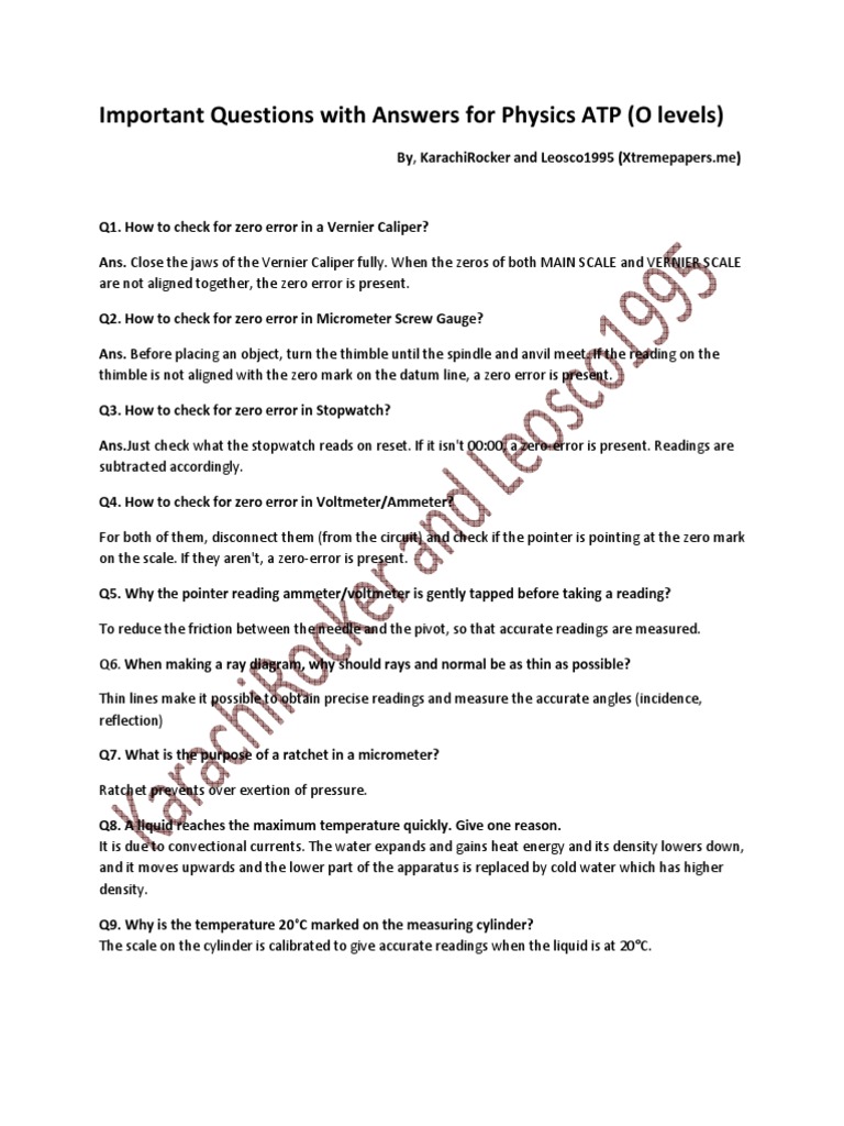 Physics ATP o Level | PDF | Business