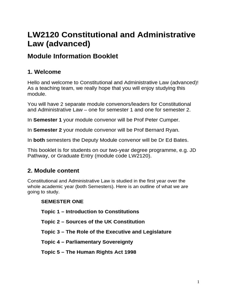 Advanced Constitutional Law Module Guide | PDF | Lecture | Knowledge
