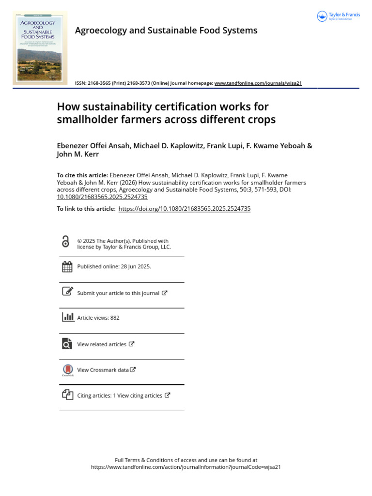 Sustainability Certification for Smallholders | PDF | Smallholding ...