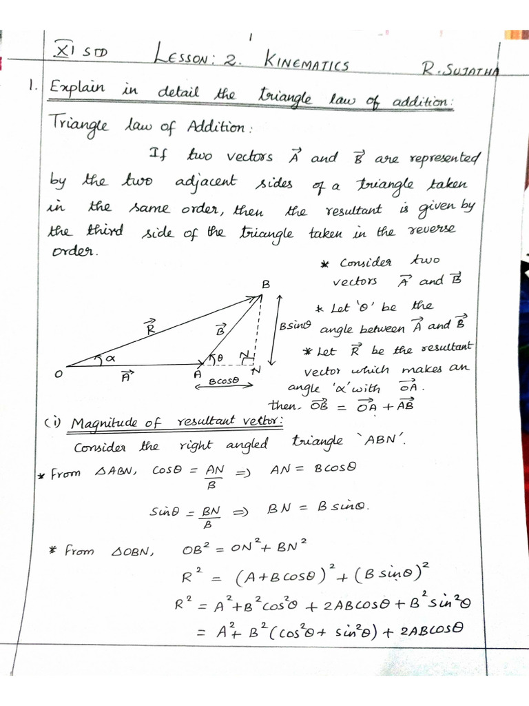 Ln 2 kinematics notes | PDF