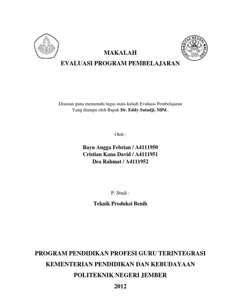 Makalah Evaluasi Pembelajaran Pdf