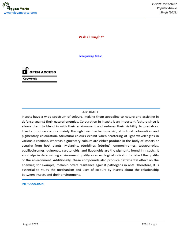 Insect Colouration Mechanisms Explained | PDF | Color | Light
