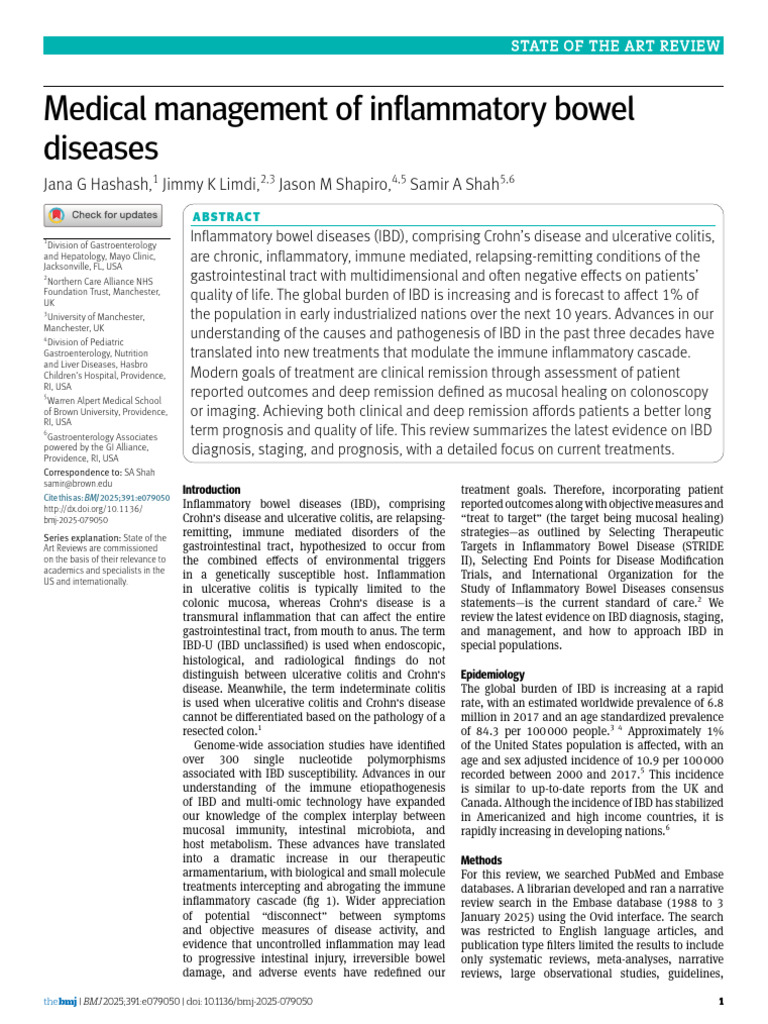Medical Management of Inflammatory Bowel Diseases | PDF | Inflammatory ...