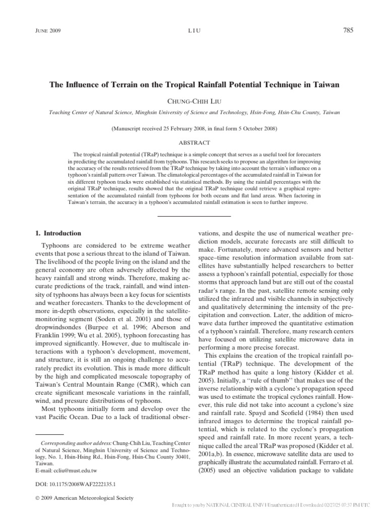 The Influence of Terrain on the Tropical Rainfall Potential Technique ...