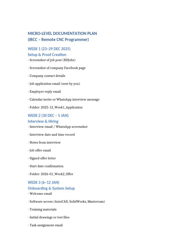 CNC Programmer Documentation Plan | PDF
